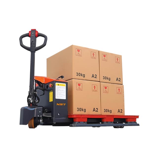 Electric Pallet Jack Operation in Warehouse